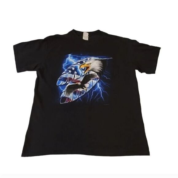 Vintage Y2K Uncle Jerry's T's American Eagle Feather Lightning Bolt Tshirt - Picture 8 of 8